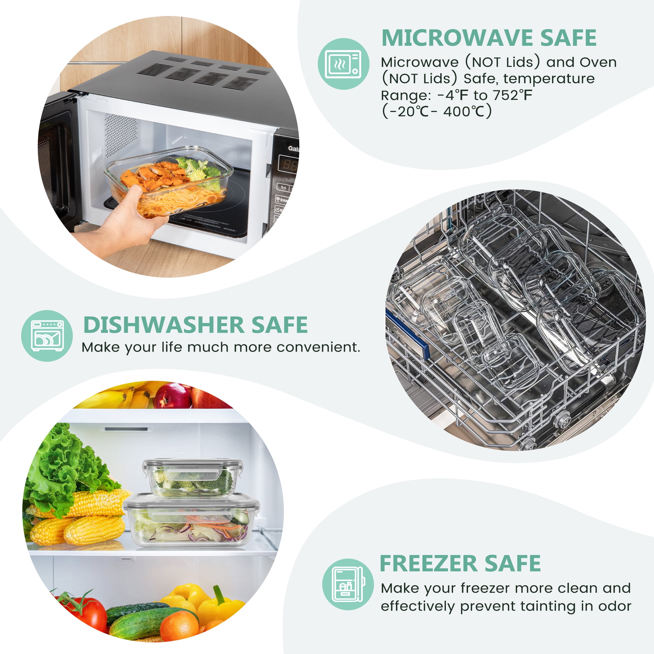 GPED 8 Pack Glass Meal Prep Containers, Food Storage Containers with Lids, Glass Lunch Boxes, Airtight Bento Boxes, for Microwave, Oven, Freezer and Dishwasher Safe, Gray