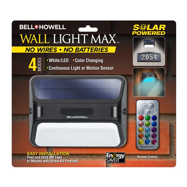 Bell + Howell Bionic Applique Murale Max pour l'Extérieur à Énergie Solaire, Détecteur de Mouvement Étanche à DEL avec Télécommande