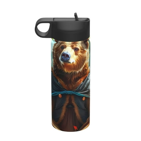 

Adobk Maple Meditating Bear Print Water Bottle 18oz Sports Insulated Kettle for Cycling Gym Basketball Outdoor Suitable as a Present