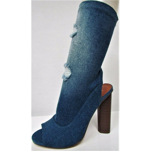 block heel open toe bootie