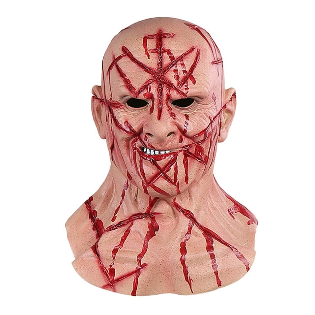 Máscara de disfraces de Halloween para cosplay, calvo, anciano, cicatriz de sangre, látex