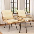 thumbnail image 4 of Asofer 3-PCS Outdoor Patio Furniture Set, Wicker Bistro Conversation Set with Cushion for Backyard, Poolside, Deck, Porch, Beige, 4 of 6
