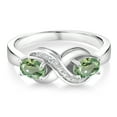 thumbnail image 2 of Gem Stone King 1.21 Ct Oval Green Sapphire White Created Sapphire 925 Sterling Silver Ring, 2 of 5