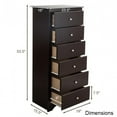 thumbnail image 3 of Modern Espresso 6 Drawer Tall Wood Dresser Chest, 3 of 3