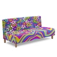 thumbnail image 3 of SCRAWLGOD Hippie Floral Print Sofa Slipcover Without Armrest for Pets Soft Stretch Sofa Cover Washable 1 Piece Couch Cover for 3 Cushion Couch, 3 of 9