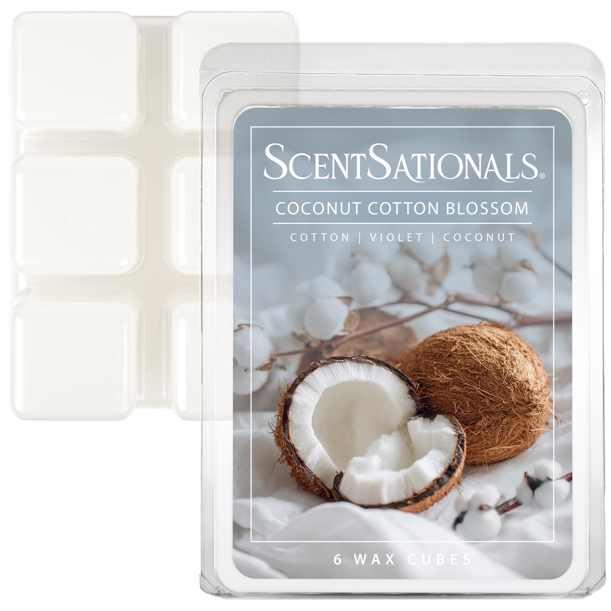 (3 pack) Coconut Cotton Blossom Scented Wax Melts, ScentSationals, 2.5 oz