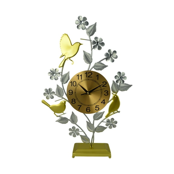21" Inch Metal Birds on Tree Mantel Clock