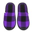 thumbnail image 3 of Balery Purple Buffalo Plaid Slient Indoor Furry Fleece Comfort House Shoes Soft Non-Slip Home Shoes Cotton Slippers House Slippers-- Large, 3 of 9