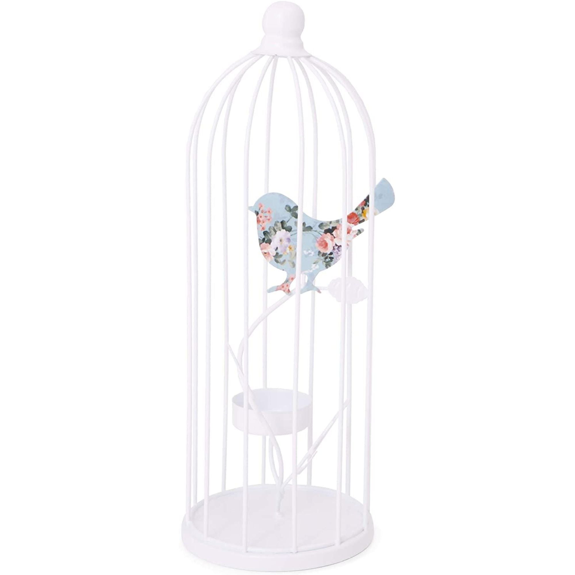 Shabby Chic White Distressed Bird Tealight Candle Holder Light Stand New 