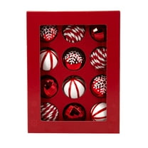 Miluhome Red Christmas Balls Ornaments Set of 12 Shatterproof Luxury Hanging Assorted Xmas Tree Ball Ornament Party Decoration 1.57''