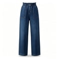 thumbnail image 4 of ClodeEU Women's Elastic Waist Denim Wide Leg Pants,Casual Loose Lightweight Jeans With Pockets ,Women's Plus L, 4 of 6