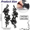 thumbnail image 7 of 2Pairs 14.2x4.3 Inch Black Embroidery Patch Flower Lace Fabric Sewing Floral Rose Patches Trim Applique Lace, 7 of 7