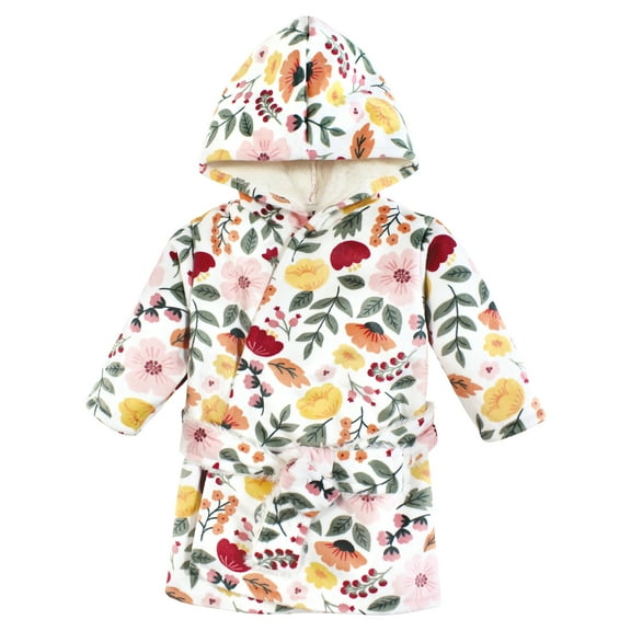 Hudson Baby Girls Mink with Faux Fur Lining Pool and Beach Robe Cover-ups, Fall Botanical, 12-18 Months