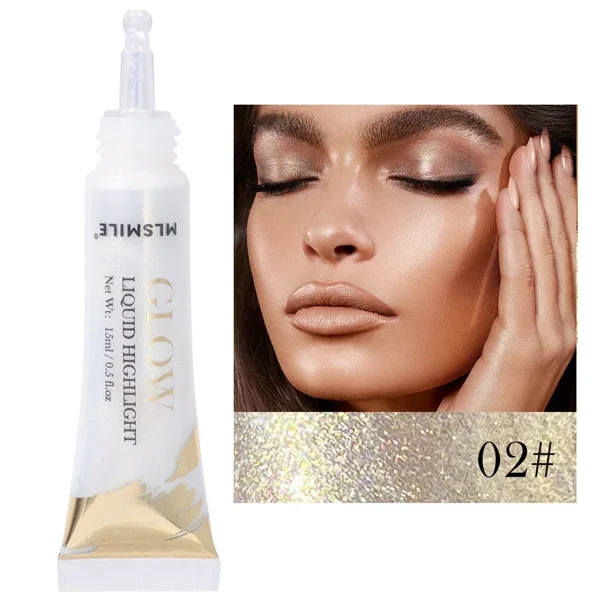 Resaltador de brillo de diamante líquido nacarado impermeable, brillo de larga duración, iluminador líquido, palo de ojos, Cosméticos de maquillaje