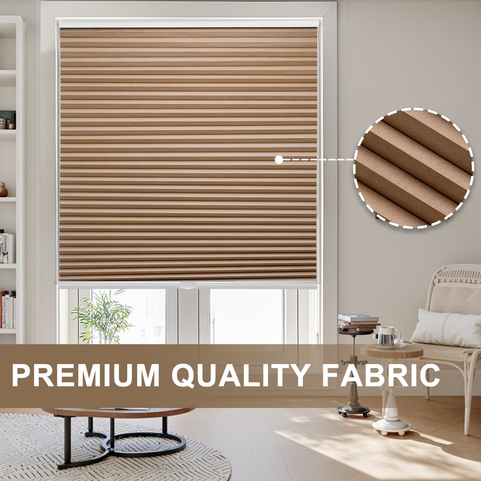 MYshade Cordless Light Brown-28"W*50"H Blackout Cellular Shades 1.5 inch Honeycomb Blinds for Indoor Windows Insulated Noise Reducing Window Shades & Blinds for Home