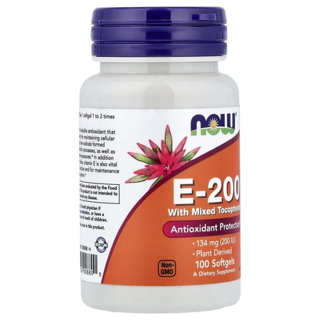 ナウフーズ ビタミンE-200 ミックス・トコフェロール 200IU (134mg) 100粒 ソフトジェル NOW Foods Vitamin E-200 With Mixed Tocopherols Softgels