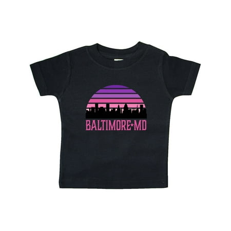 

Inktastic Baltimore Maryland Gifts Retro Sunset Skyline Gift Baby Girl T-Shirt