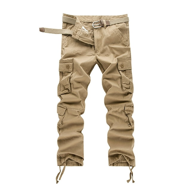 WEAIXIMIUNG Mens Cargo Work Pants Men's Pocket Overalls Long Pants Thick Pants Loose Wear Solid Color Pants