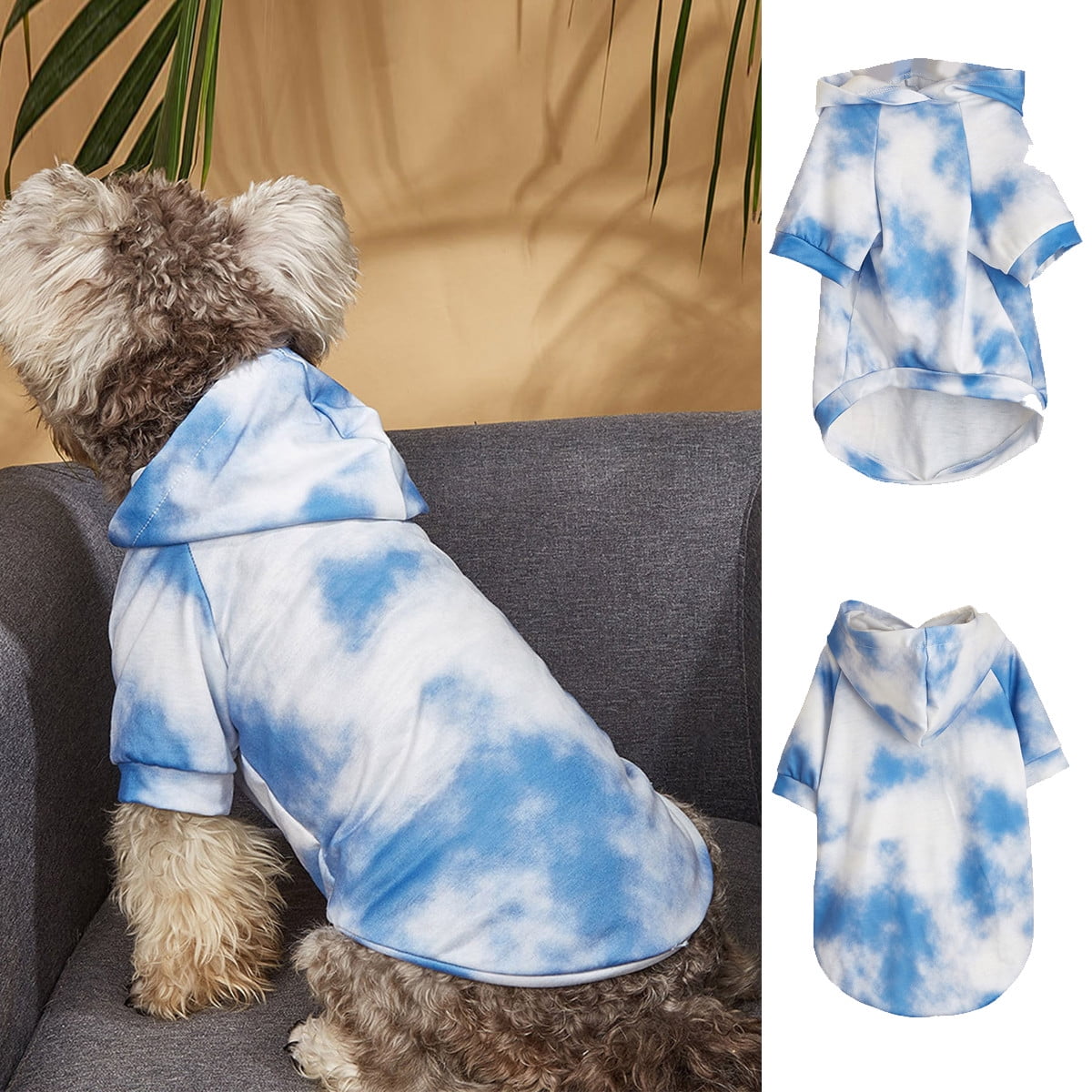 Meidiya Stylish Dog Tie Dye Hoodies,Cute Sky and Clouds Pattern Pet