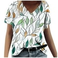 thumbnail image 2 of Tops for Women Print Short Sleeve V-Neck T-Shirt Green M, 2 of 5