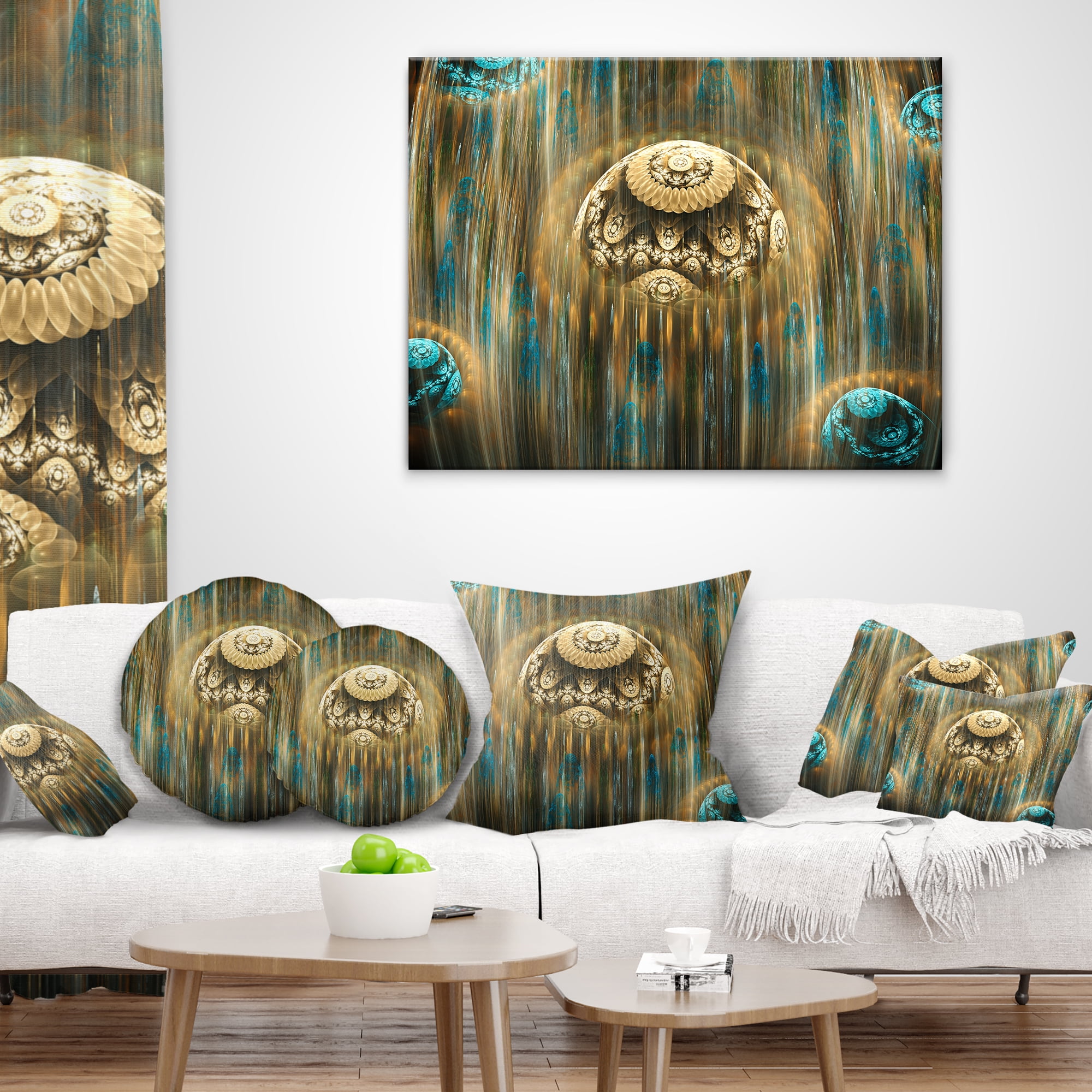 Designart Brown World of Infinite Universe - Abstract Throw Pillow - 16x16