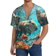 thumbnail image 3 of Haiem Underwater Swimming Guinea Pig Men's Casual Shirts Short Sleeve Button Down Shirts Fashion Textured Summer Beach Shirt-X-Large, 3 of 7