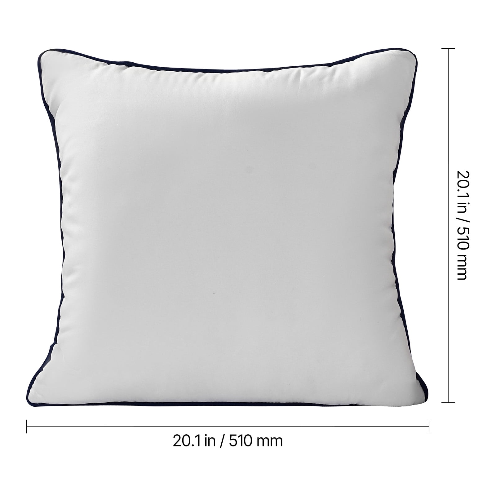 VEVOR 20 x 20 in Throw Pillow Inserts, Set of 2, Firm and Fluffy Decorative Down Alternative Pillows with Polyester Fiber, Square White Cushion with Zipper, for Indoor Bed Couch Sofa and Living Room