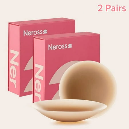 Nerosso 2 Pairs. Sticky Adhesive Silicone Pasties  Invisible  Reusable  Ultra Thin for All-Day Comfort  w/ Storage Board & Pouch  Best Gift for.Breast patches/Nipple patch/Bra