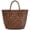 Brown, variant on Vjnyvs Faux Rattan Woven Tote Bag, Artificial Straw Handbag for Women, Braided Handle Summer Beach Shopping Shoulder Bag