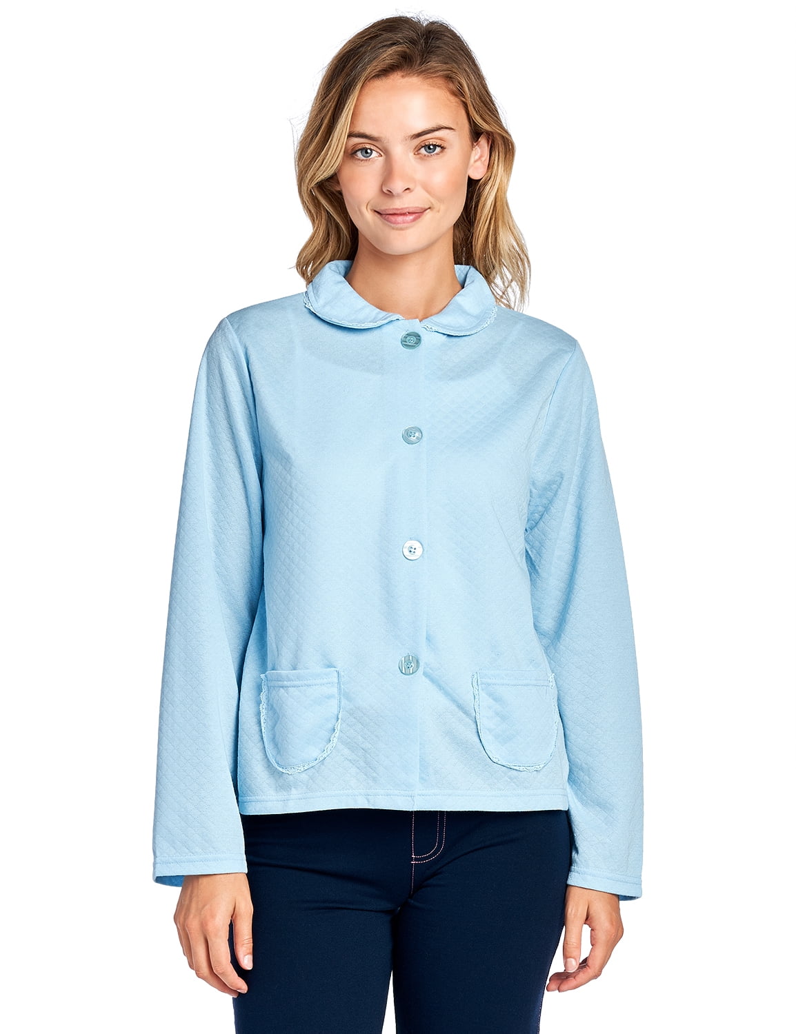 Casual Nights Women's Button Front Quilted Sleep Jacket Top