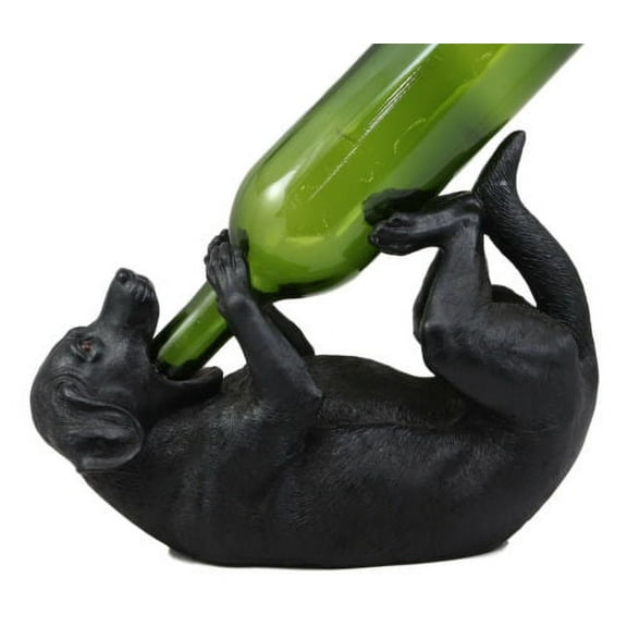 Black Labrador Retriever Wine Bottle Holder Caddy Figurine Pet Canine Lovers