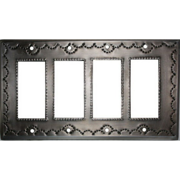 Quadruple Decora Antique Tin Switchplate