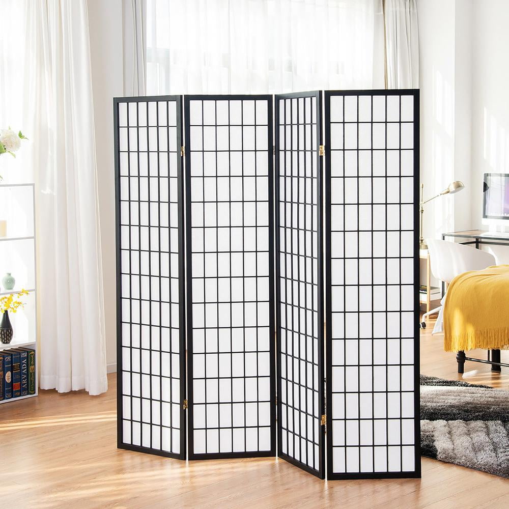 Ore International 4-Panel Room Divider - Black