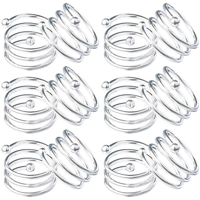 Napkin Rings, 12 Piece Metal Napkin Rings for Wedding Dinner Birthday Table Decoration (Silver)