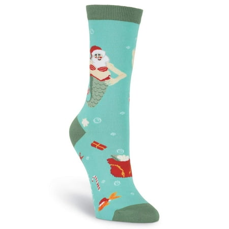 

K. Bell Womens Mermaid Santa Crew Socks Womens Size 4-10 Turquoise
