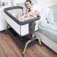 thumbnail image 2 of Angelbliss 3-in-1 Baby Bassinet, Bedside Sleeper & Rocking Bassinet for Newborns, 6-Level Adjustable Height, Portable Folding Crib with Wheels & Comfy Mattress, 2 of 8