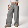 thumbnail image 5 of Maplenight Womens Fleece Wide Leg Sweatpants Thermal Elastic Waist Baggy Sweat Pants Sport Running Casual Pants for Fall Winter, 5 of 9