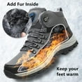 thumbnail image 4 of Men's Lightweight Snow Boots Men Winter Warm Lining Anti-Slip Mid Top Leather Sneakers for Hiking Working Driving Outdoor Trekking Hiker Shoes, 4 of 7