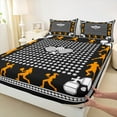 thumbnail image 3 of Manfei Pickleball Player Bed Sheets Set Full Size,Ball Games Bedding Sets Full Size,Orange White Black Bed Sheets Full For Kids Boys,Microfiber Bedroom Decorative,4pcs, 3 of 7