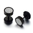thumbnail image 2 of Marco negro con aretes plateados, acero inoxidable, falso , tapones para los oídos, , túnel, pendientes, piercing, paquete de 2 Zulema Pendientes de botón, 2 of 4