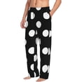 thumbnail image 2 of Yiaed Black and White Polka Dot Print Men's Lounge Pants, Loose PJ Bottoms, Long Pajama Pants for Men-Large, 2 of 5