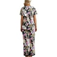 thumbnail image 5 of Franhais Women's 2 Piece Lounge Set Short Sleeve Tops +  Solid Color/Floral Pants Sleepwear Sets, 5 of 7