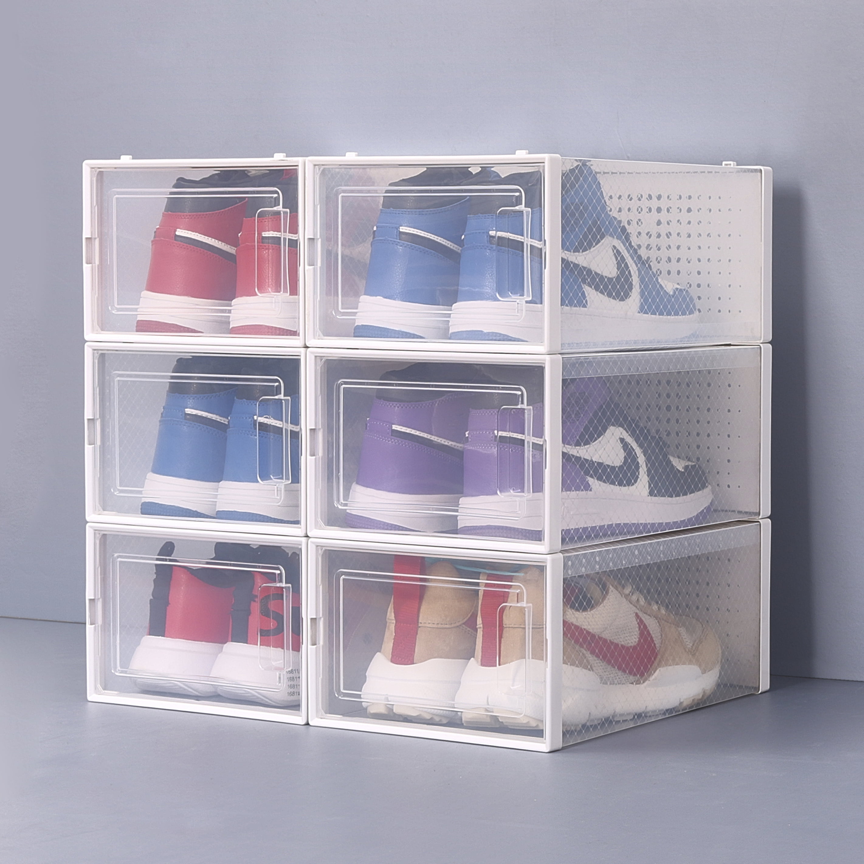 6Pcs/set Sneaker Organizer Drawer Transparent Plastic Shoe Storage Box Store 
