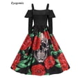 thumbnail image 5 of Vestido de Halloween de manga larga vintage para mujer, elegante vestido de tirantes finos de los años 50 y 60 para fiesta de noche y graduación, 5 of 5