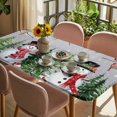 thumbnail image 3 of Grey Snowman Christmas Table Cloths for 6 Foot Rectangle Tables, Xmas Tree Snowflake Winter Birds Patio Waterproof Elastic Fitted Tablecloths, Washable Rectangular Table Cover for Camping, 3 of 8