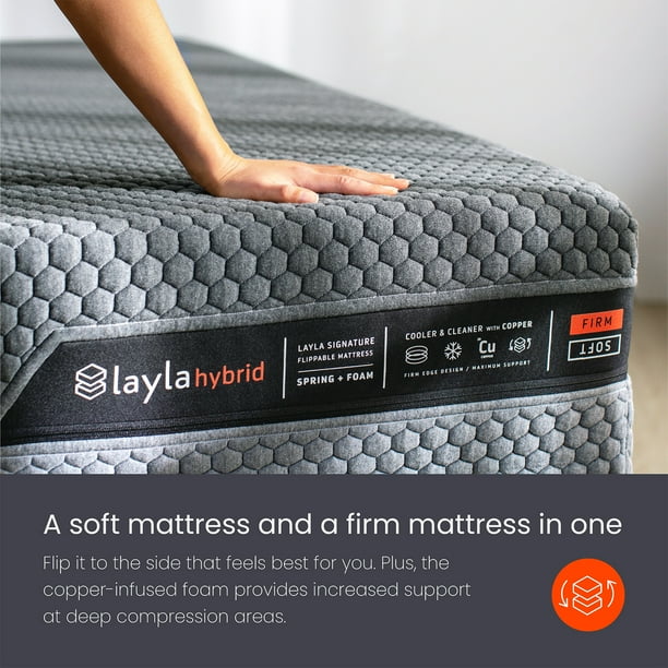 Layla Sleep Hybrid Foam Mattress | Flippable to a Soft or Firm