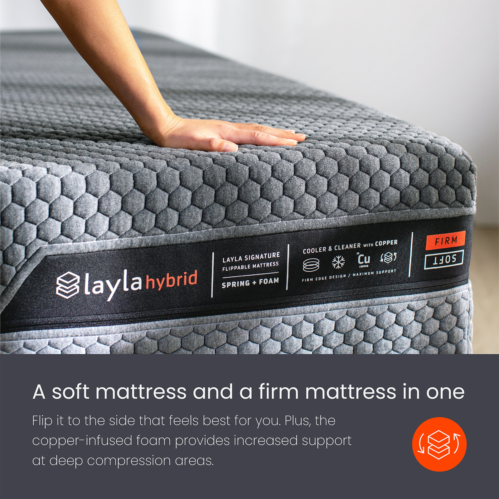 Layla Sleep Hybrid Foam Mattress | Flippable to a Soft or Firm Side (Queen) - image 3 of 7