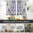thumbnail image 4 of Purple Floral Window Curtains for Kitchen Lavender Lilac Flowers Girls Butterfly Fun Small Short Home Living Room Bedroom Bathroom Drapes Treatment Tiers Fabric 1 Pair, 27.5" W x 45" L, Rustic, 4 of 6