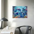 thumbnail image 4 of Orinice Dolphins Coral Reef Fish Fine Art Aesthetic Poster & Print Wall Painting for Classroom Kitchen Office - Farmhouse Bathroom Room Decor Pictures Wall Art Canvas Living Room Bedroom, 4 of 6