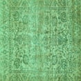thumbnail image 1 of Ahgly Company Machine Washable Indoor Square Oriental Turquoise Blue Traditional Area Rugs, 4' Square, 1 of 4
